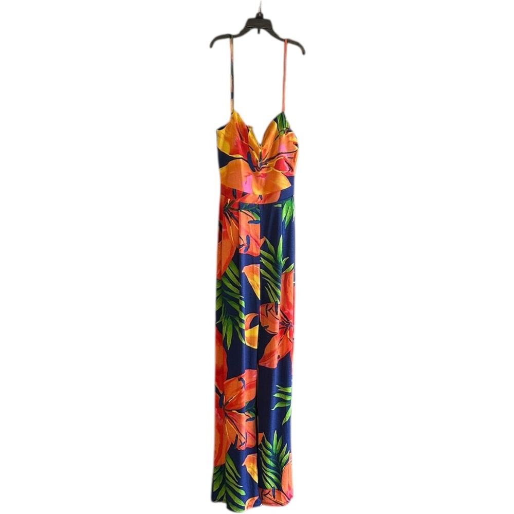 Sievercute tropical print poly spandex jumpsuit sz S